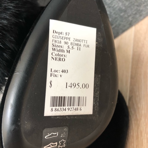 New w/Tags Giuseppe Zanotti Brand New 6 1/2 Black Fur and Velvet Heeled Boots - Picture 4 of 14